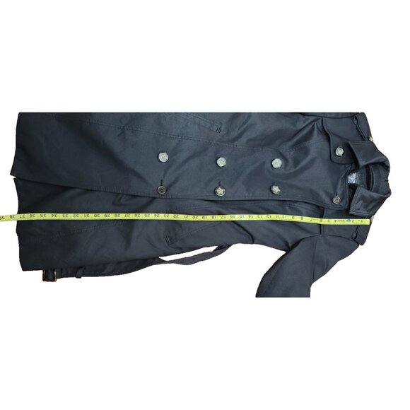 Dawn Levy Black Trench Coat S Removable Quilted Liner Belted Double Double Breas - Picture 14 of 16